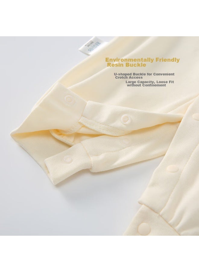 Shu Beiyi Shubeyi 2-piece Baby Romper, Full Moon Infant First Birthday Clothes, Spring And Autumn Style Onesie, Newborn Crawling Suit, Yellow, Size 66 - Image 1