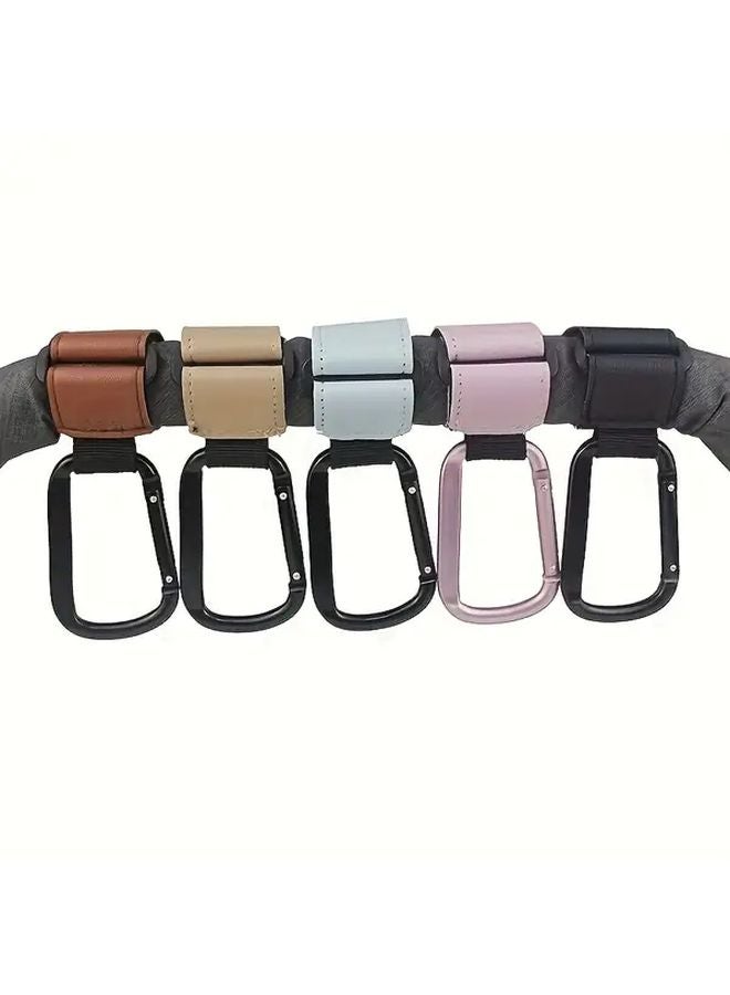 خطاف عربة أطفال ثقيلة الوزن أسود 2 قطعة مشبك لعربات التسوق وحقائب الحفاضات وعربات الأطفال - Image 2