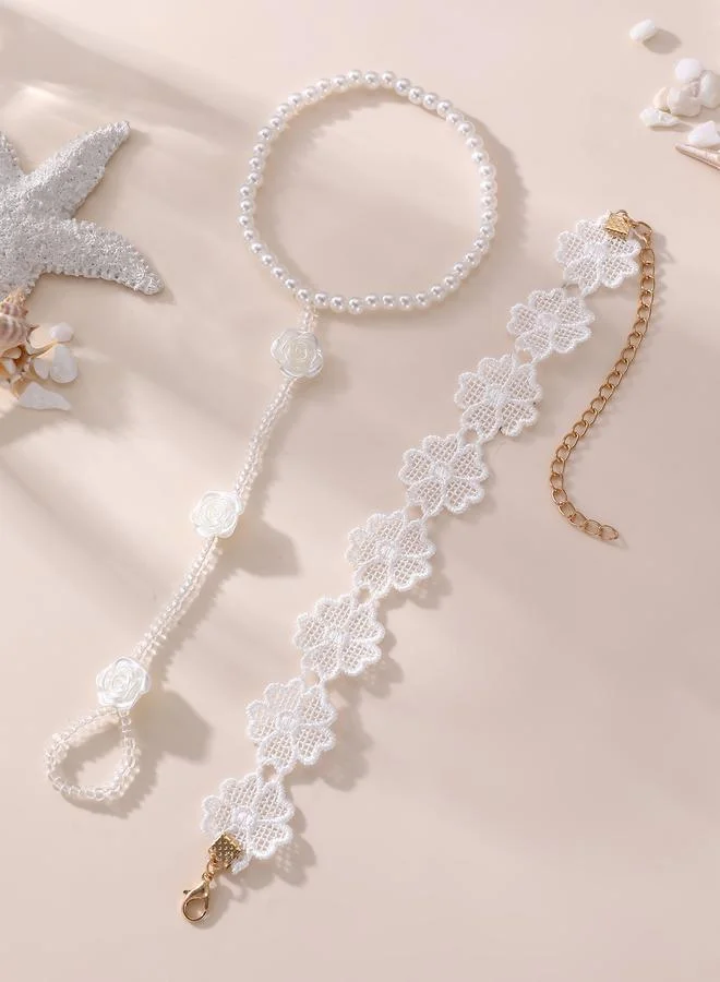 Take Two  Flower Lace Foot Chain Anklet for Women | Best Price UAE