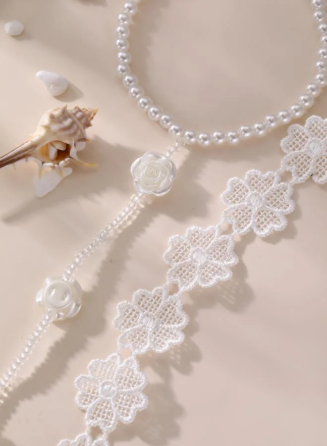 Take Two Flower Lace Foot Chain Anklet