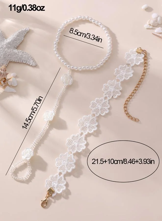 Take Two  Flower Lace Foot Chain Anklet for Women | Best Price UAE