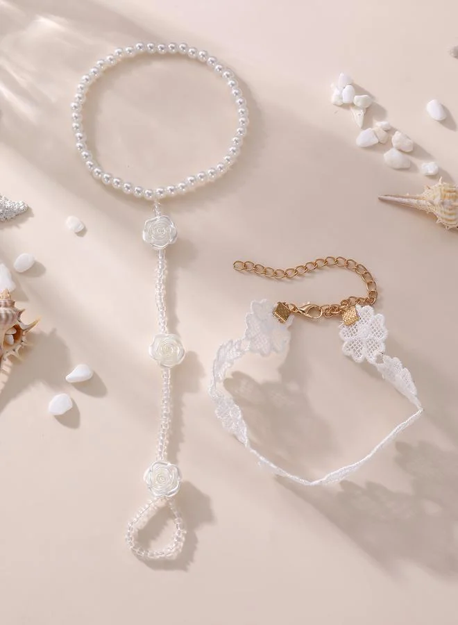 Take Two  Flower Lace Foot Chain Anklet for Women | Best Price UAE