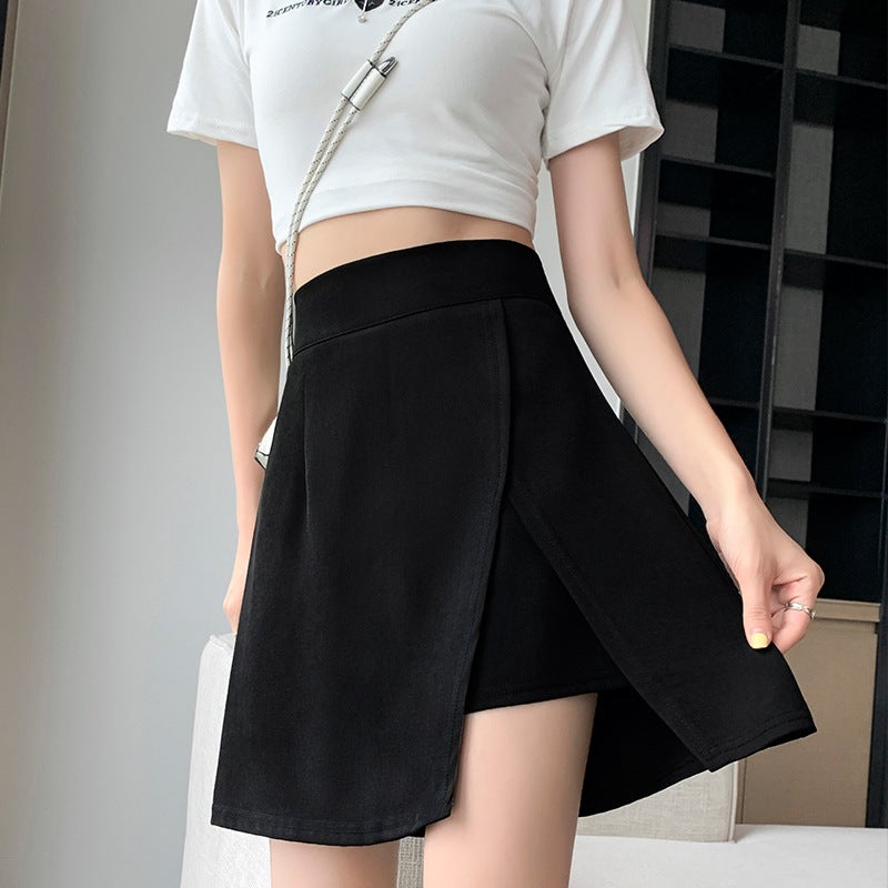 Plus Size Asymmetric High Waist Split Mini Skirt - Image 1