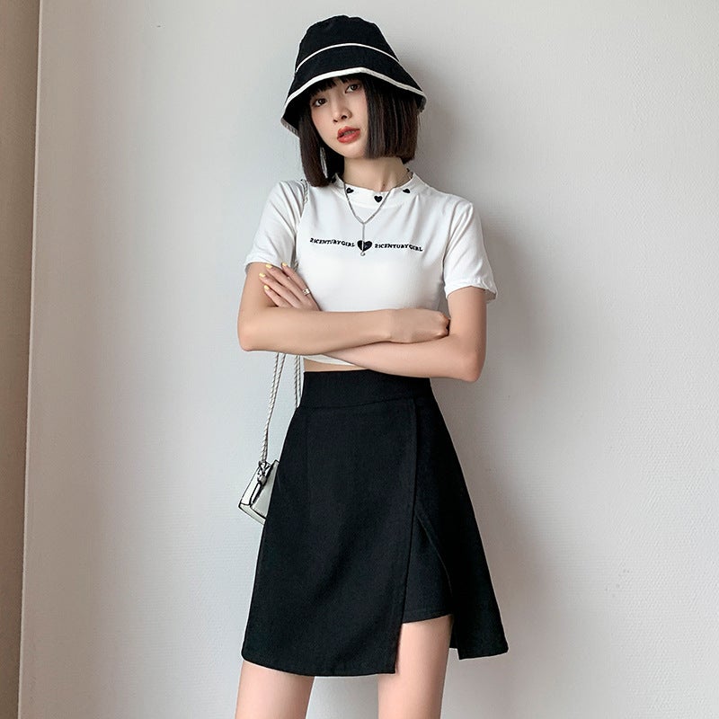 Plus Size Asymmetric High Waist Split Mini Skirt - Image 2