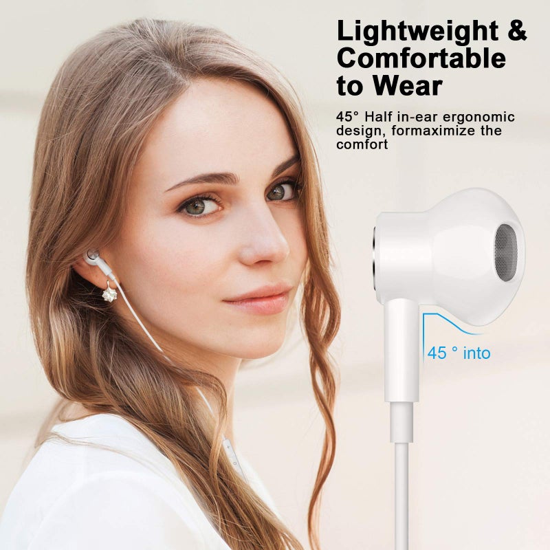 iMangoo USB C Headphones, Type C Earphones for Samsung Galaxy S20 S21 S22 S23 S24 FE S25 Ultra Apple iPhone 15 16 Pro Max Magnetic Wired Earbuds Microphone for Google Pixel 9 8 8A 7 7A 6 OnePlus Android White - Image 4