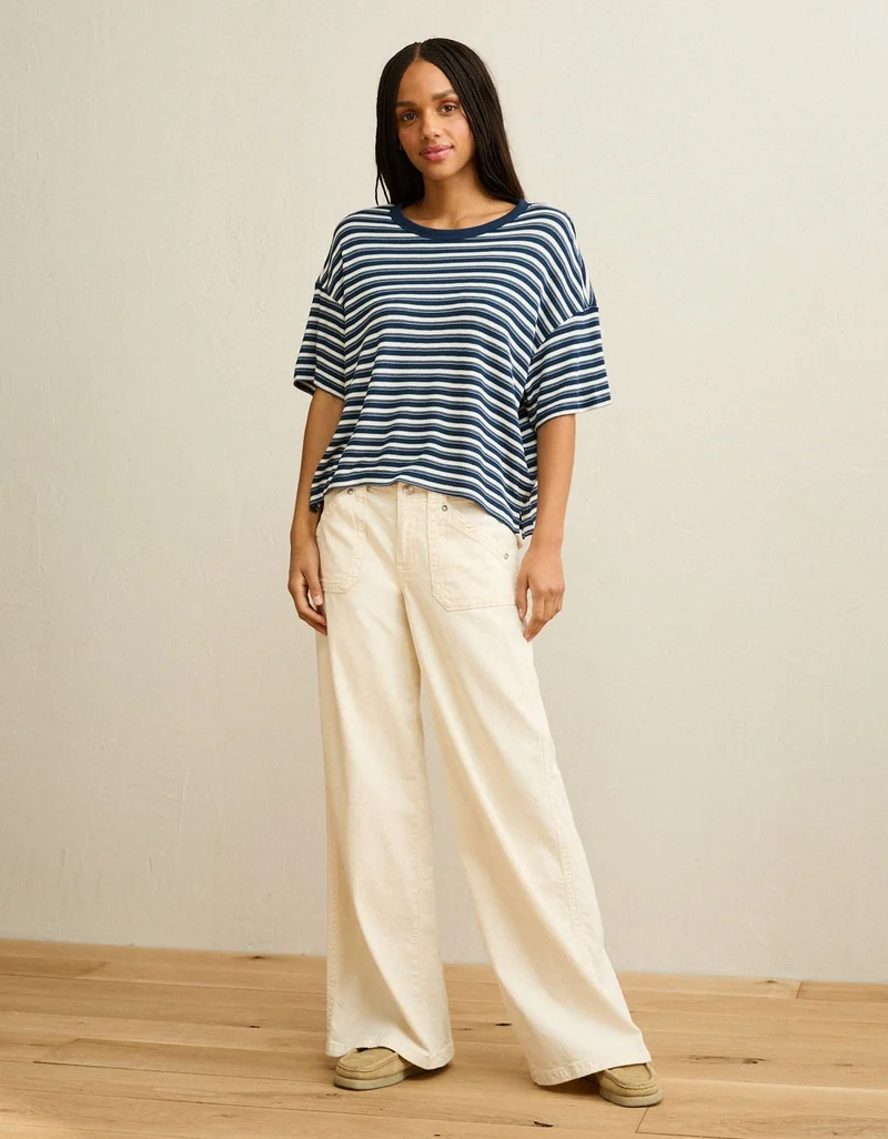 American Eagle  AE Soft & Sexy Waffle Crew Neck Tee for Women | Best Price UAE