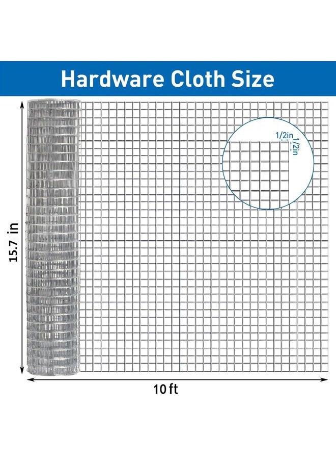 HANWRAPS Hardware Cloth,Chicken Wire Fence,1/2 inch 15.7in x 10ft Galvanized Welded Cage Wire for Bird Wire Gopher Wire Rabbit Wire Snake Fence Poultry Netting Cage Screen - Image 2