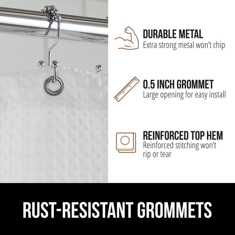 GORILLA GRIP Waffle Shower Curtain, Thick Weighted Fabric, Wrinkle and Rust Resistant, Classic Hotel Quality Design, Heavy Duty Long Curtains for Bathroom Showers, Bath Tubs, Machine Wash, 72x72 White - Image 5
