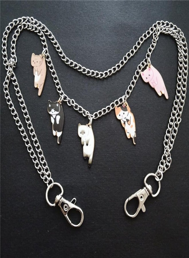 AETYWYEIN Cute Cat Charms Pant Chain, Colorful Enamel Pendant Trousers Accessories, Personality Layered Belt Chains, Dainty Chain for DIY Bags - Image 3