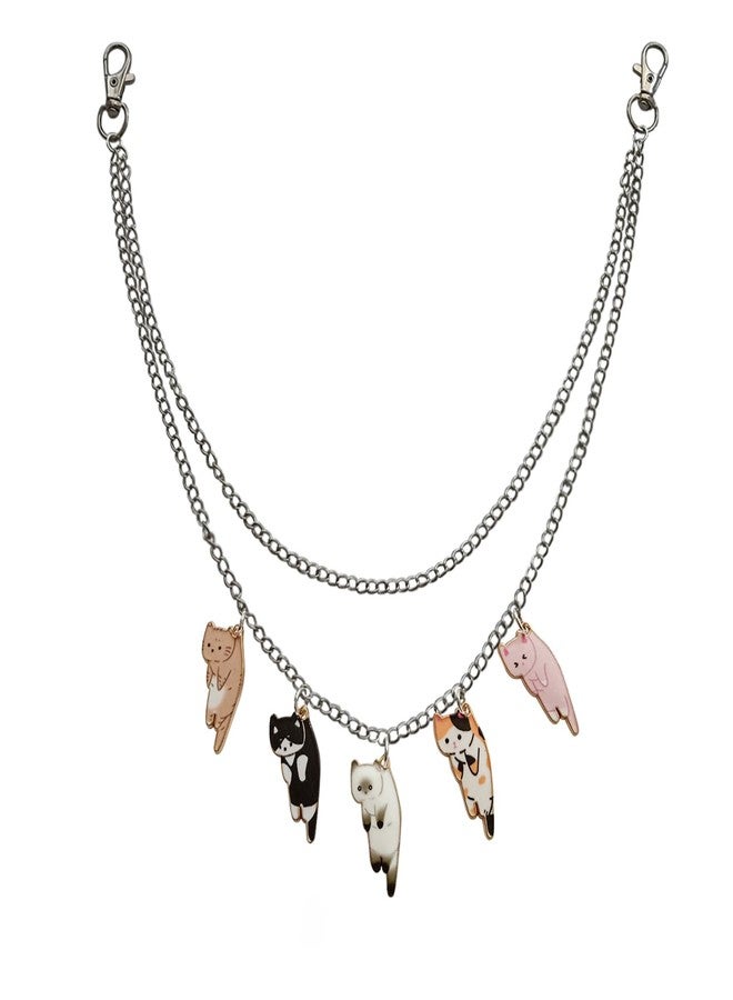 AETYWYEIN Cute Cat Charms Pant Chain, Colorful Enamel Pendant Trousers Accessories, Personality Layered Belt Chains, Dainty Chain for DIY Bags - Image 1