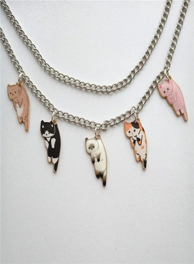 AETYWYEIN Cute Cat Charms Pant Chain, Colorful Enamel Pendant Trousers Accessories, Personality Layered Belt Chains, Dainty Chain for DIY Bags - Image 4