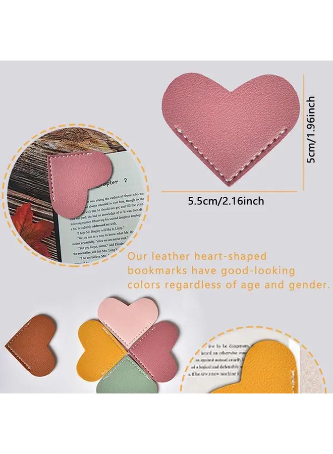 2pcs Light Purple Heart Shaped Faux Leather Bookmarks Handmade Reading Gifts for Book Lovers - Image 3