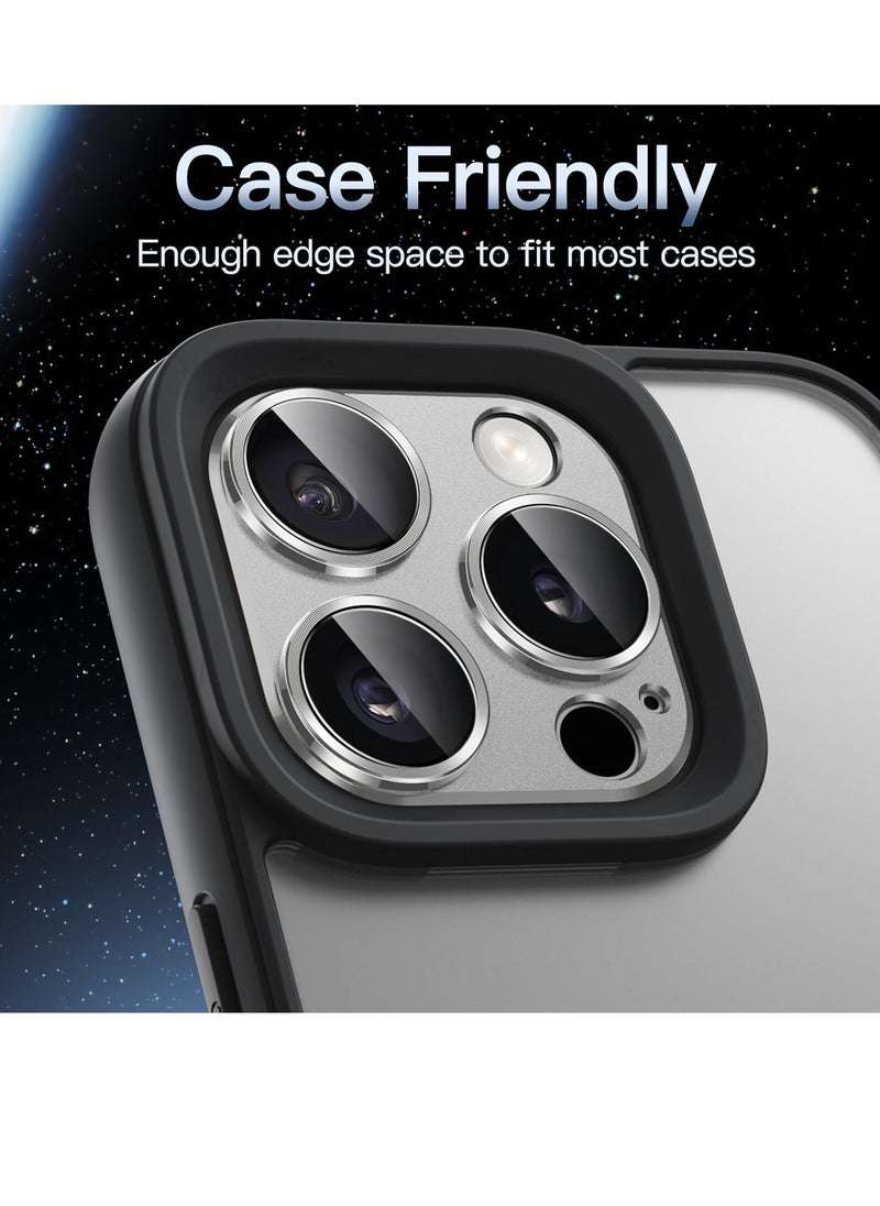Raxoom Camera Lens Protector for iPhone 15 Pro 6.1-Inch and iPhone 15 Pro Max 6.7-Inch, Full Coverage 9H Tempered Glass Ring Cover, Matte Metal Plate, Case Friendly, 1-Pack (White) - Image 5