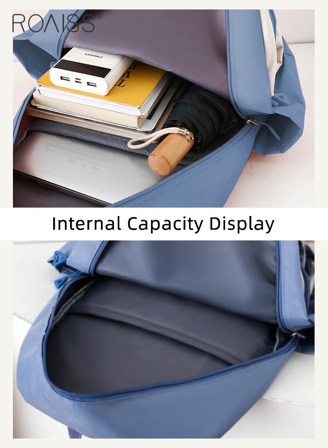 roaiss 5 Pcs Casual Backpack Set for Students Including Backpack Shoulder Bag Handbag Pen Case and Coin Bag Large Capacity Cute Practical Canvas Backpack Sets for Kids with Badge and Pendant  - Image 3