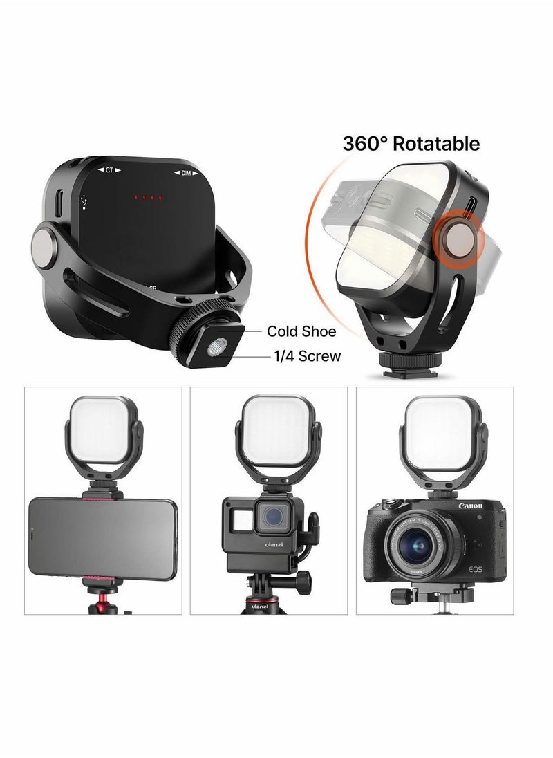 إسكدنيا LED Camera Light, Two-color LED Light Panel with U Stand, CRI95+ Photography Lighting, Soft Cold Shoe Light Mini Rechargeable 2000mAh Vlog DSLR Fill Light for Sony, for Canon Camera and for GoPro - Image 4