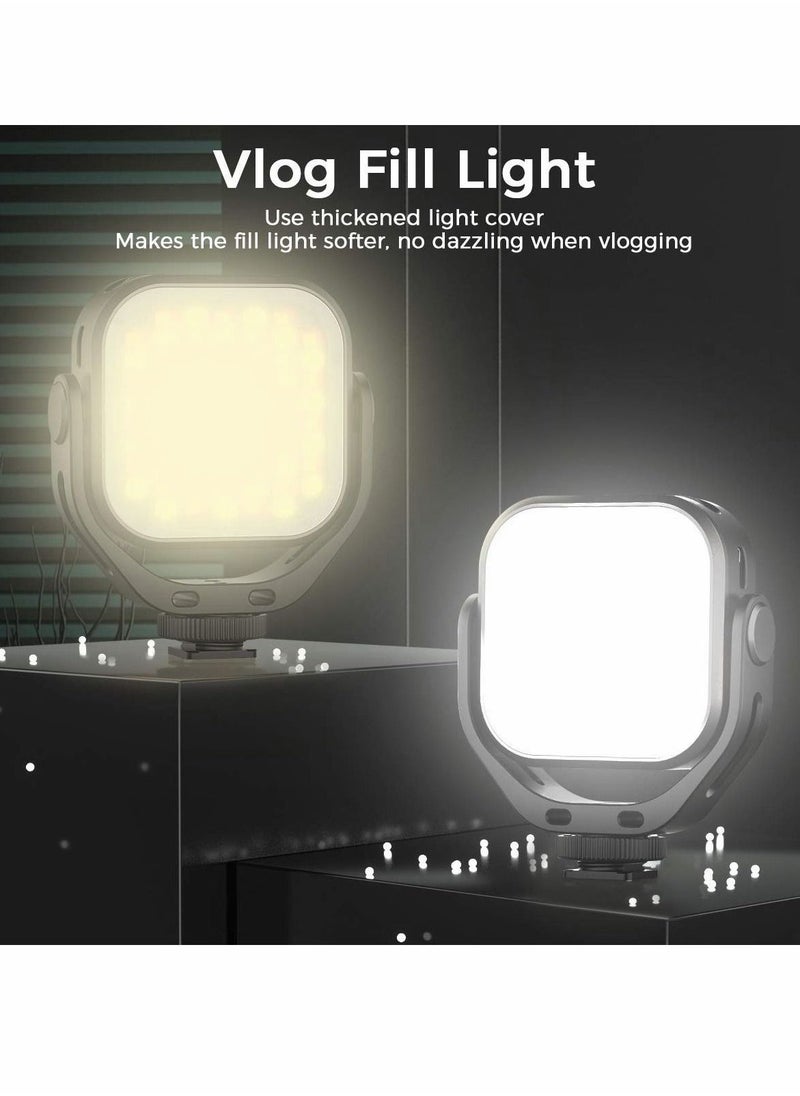 إسكدنيا LED Camera Light, Two-color LED Light Panel with U Stand, CRI95+ Photography Lighting, Soft Cold Shoe Light Mini Rechargeable 2000mAh Vlog DSLR Fill Light for Sony, for Canon Camera and for GoPro - Image 2