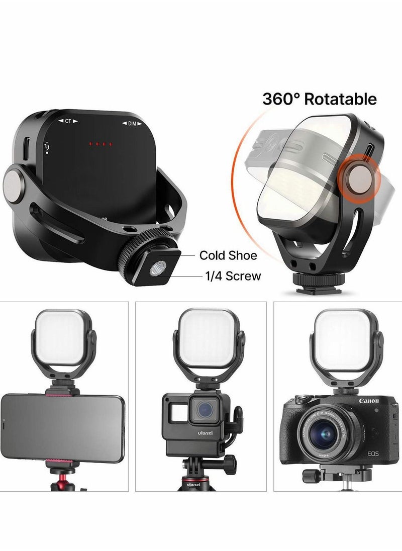 إسكدنيا LED Camera Light, Two-color LED Light Panel with U Stand, CRI95+ Photography Lighting, Soft Cold Shoe Light Mini Rechargeable 2000mAh Vlog DSLR Fill Light for Sony, for Canon Camera and for GoPro - Image 5