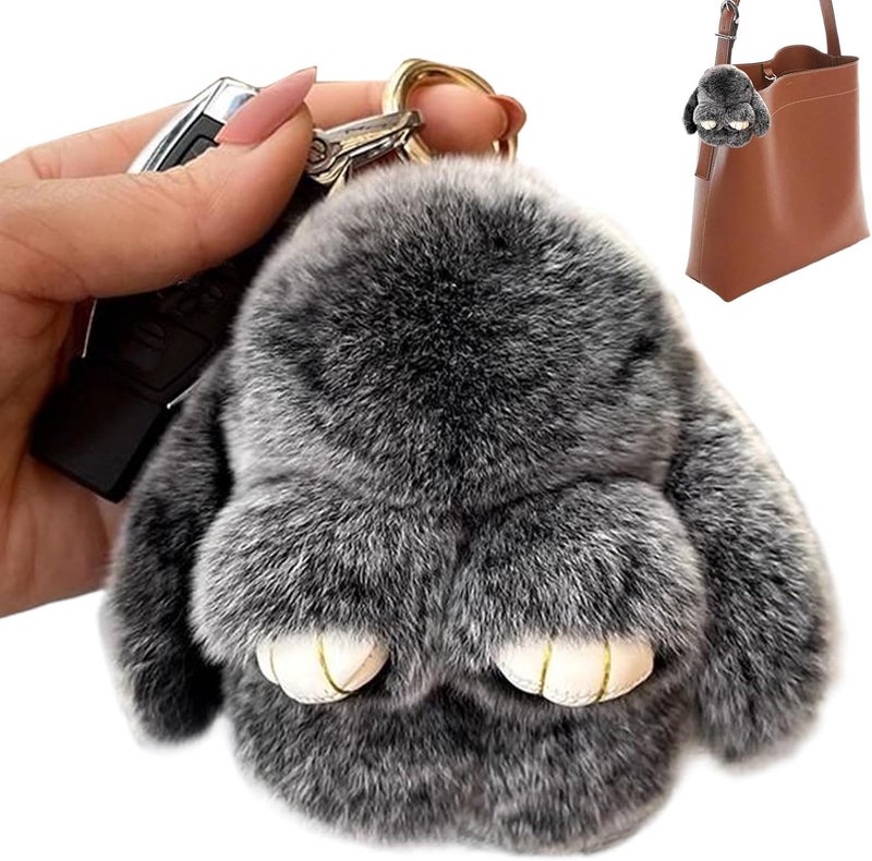 RWSEFK Bunny Keychain with Box, Bunny Keychain with Tin, BunnyCute Plush Key chain (Frost black + box) - Image 2