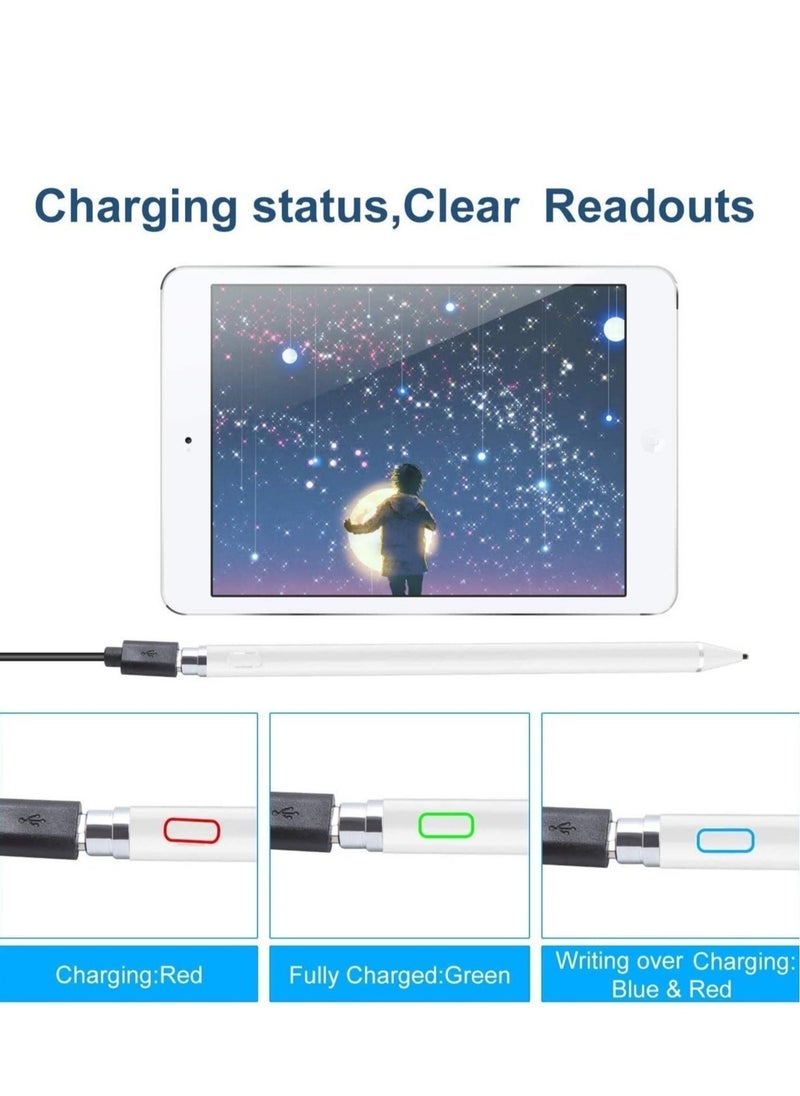 Stylus Pen Compatible with iPad Apple pencil Touch Screen Pen Capacitive Rechargeable Styli with 1.5mm Ultra Fine Tips Compatible with iPads/Tablets/iPhones/Samsung/Lenovo/LGHTC with Two Caps - Image 3