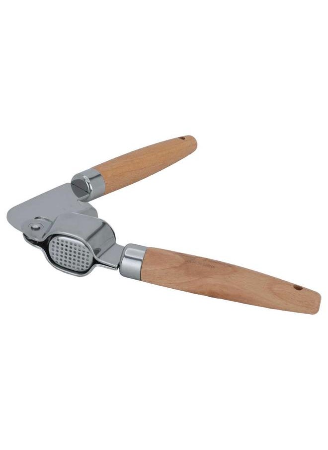 Alsaif Steel Garlic Press Round Wooden Handle Brown  - Image 2