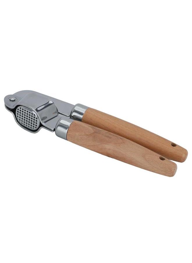 Alsaif Steel Garlic Press Round Wooden Handle Brown  - Image 1