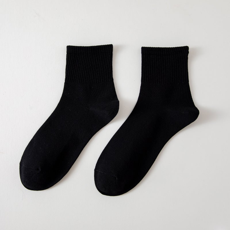 Unisex Cotton Sports Socks Black White Gray 0100-1 Black - Image 1