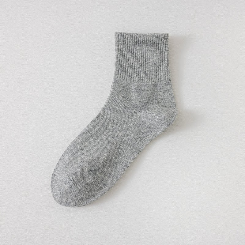 Unisex Cotton Sports Socks Black White Gray 0100-1 Black - Image 5