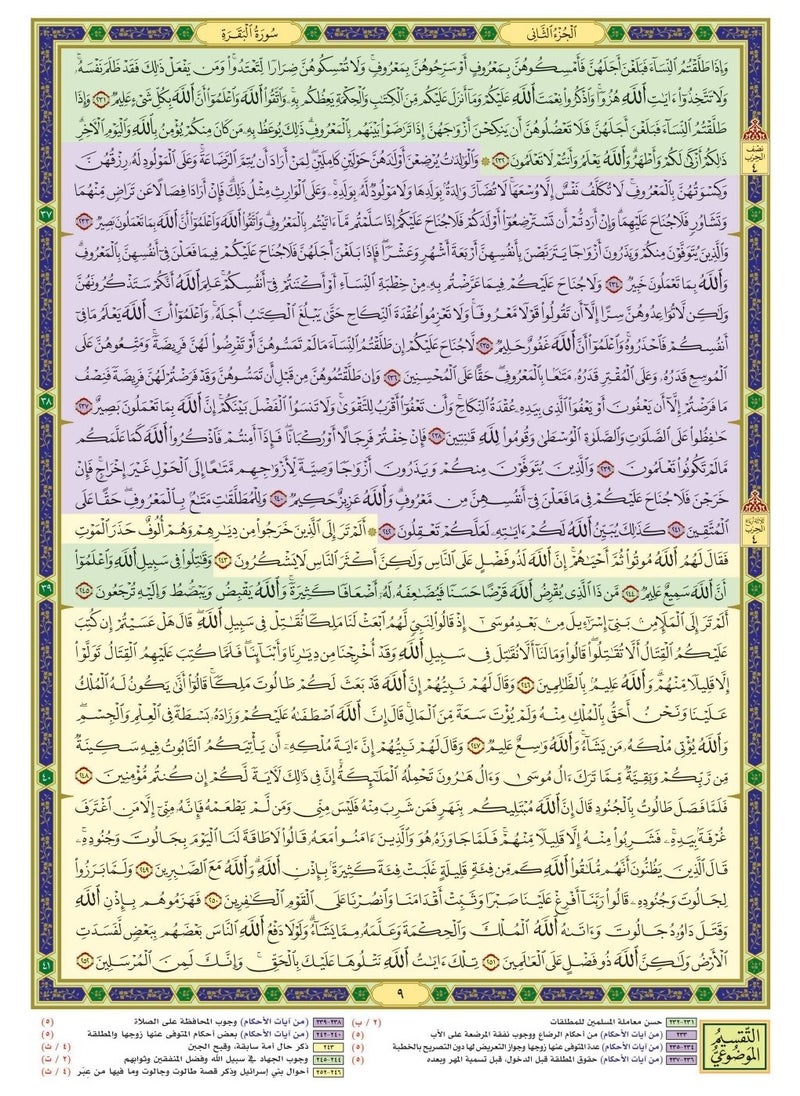 مصحف القيام مع التقسيم الموضوعي لأيات القرأن الكريم مخمل قياس كبير 25/35 سم  - Image 3