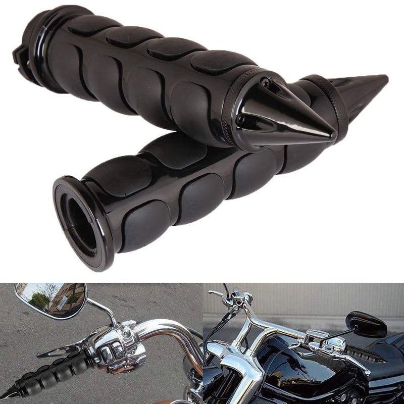 Pair of 1 Dual Black Motorcycle Bar End Hand Grips Handlebar for Cruisers Harley Yamaha Suzuki