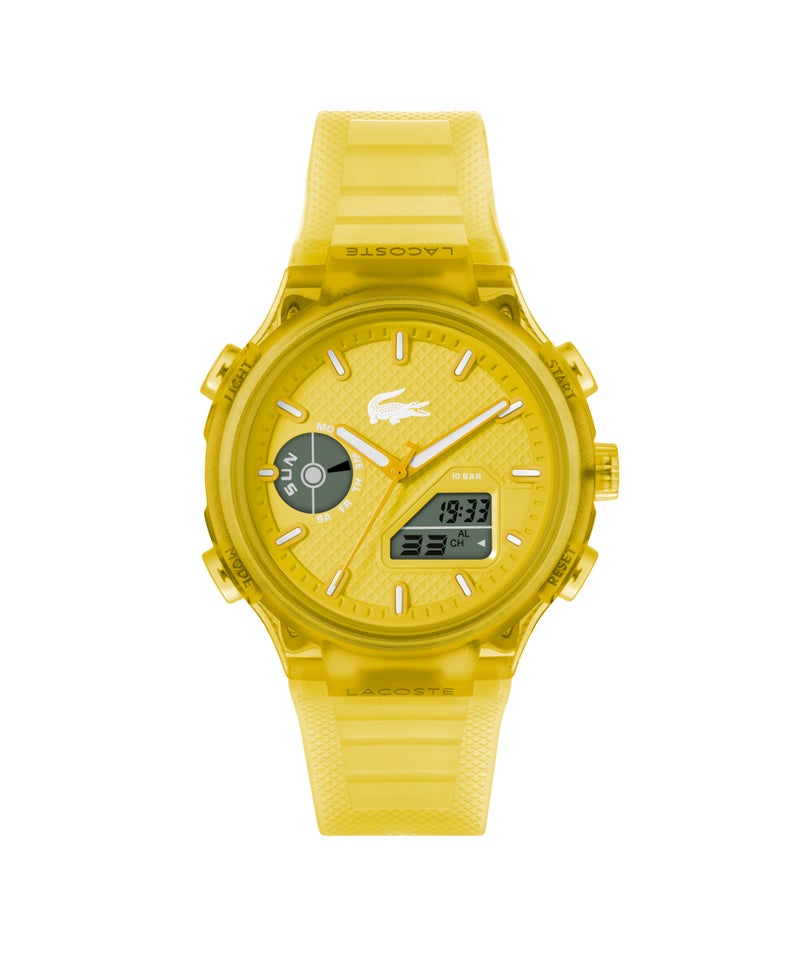 LACOSTE Round Analog-Digital Men'S Stainless Steel And Yellow Transparent Tr90 Case  Watch - Image 3