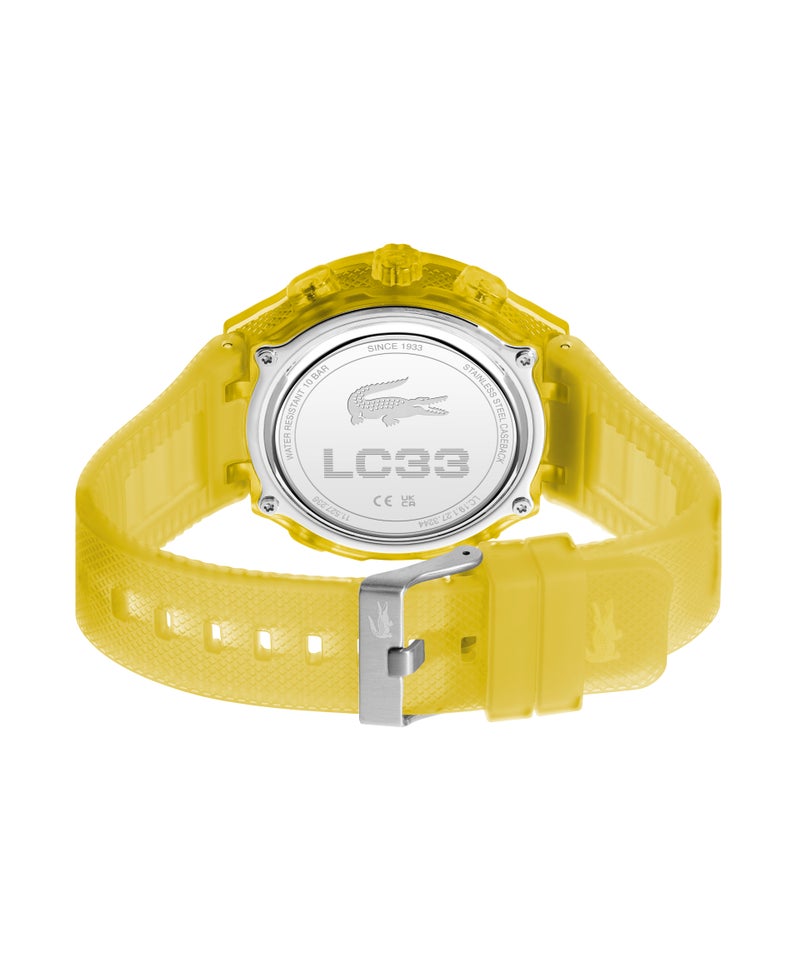 LACOSTE Round Analog-Digital Men'S Stainless Steel And Yellow Transparent Tr90 Case  Watch - Image 2
