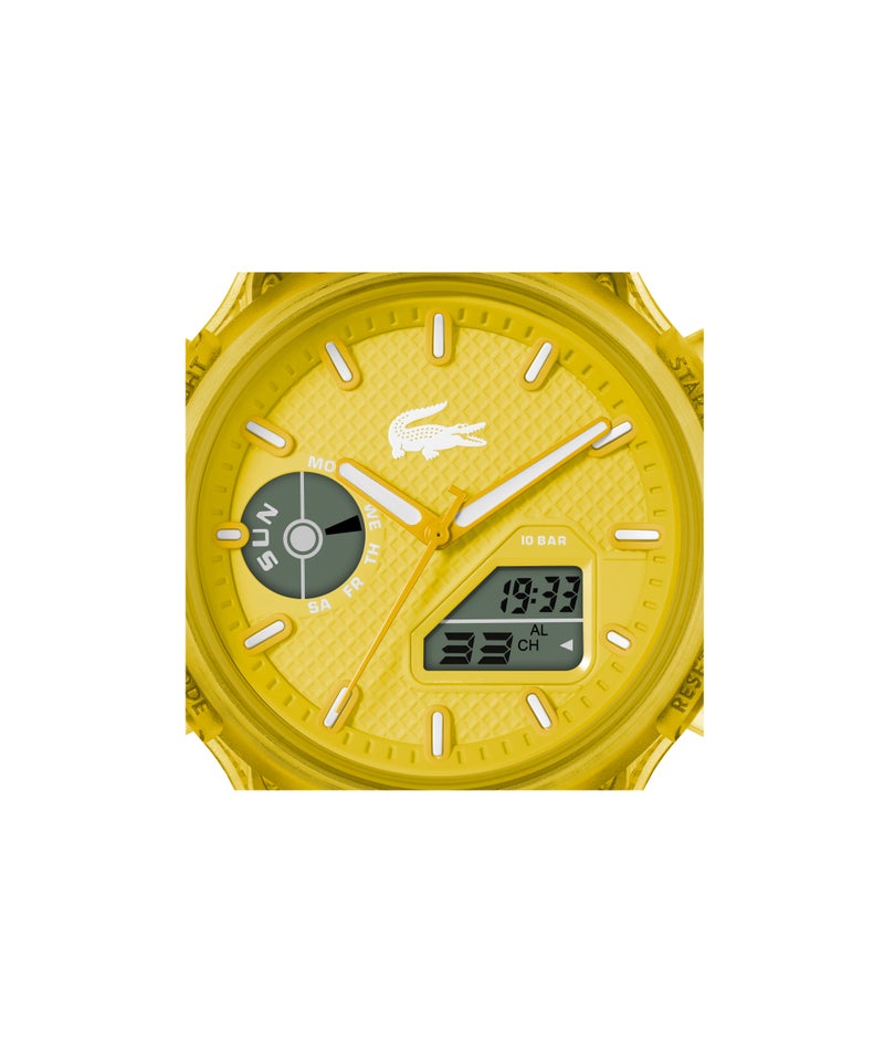 LACOSTE Round Analog-Digital Men'S Stainless Steel And Yellow Transparent Tr90 Case  Watch - Image 4