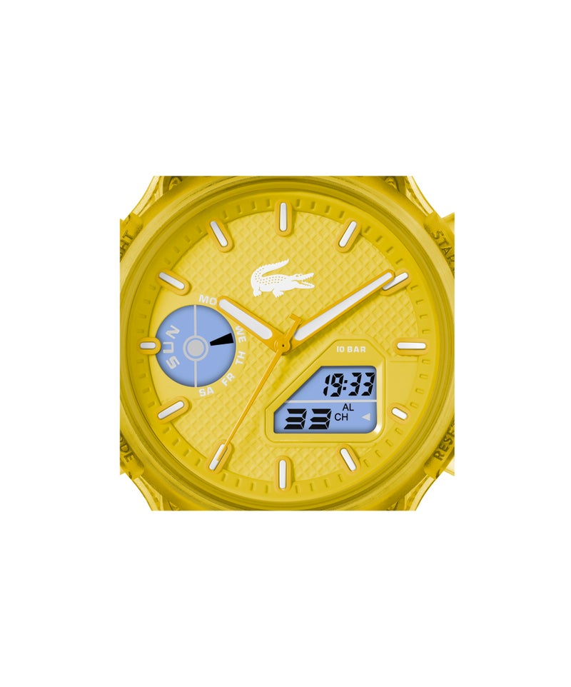 LACOSTE Round Analog-Digital Men'S Stainless Steel And Yellow Transparent Tr90 Case  Watch - Image 5