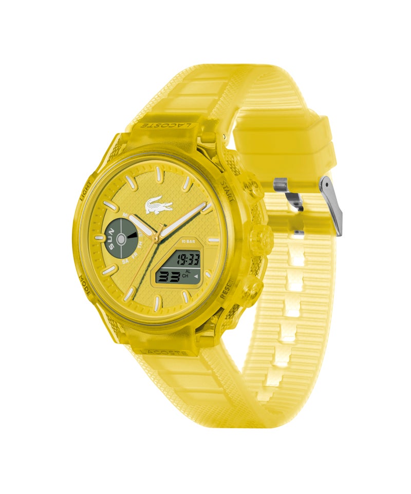 LACOSTE Round Analog-Digital Men'S Stainless Steel And Yellow Transparent Tr90 Case  Watch - Image 1