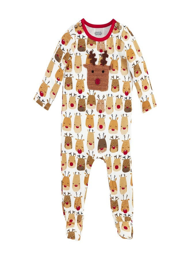 Mud Pie Unisex Baby Sleeper, Reindeer Applique, 0-3 Months