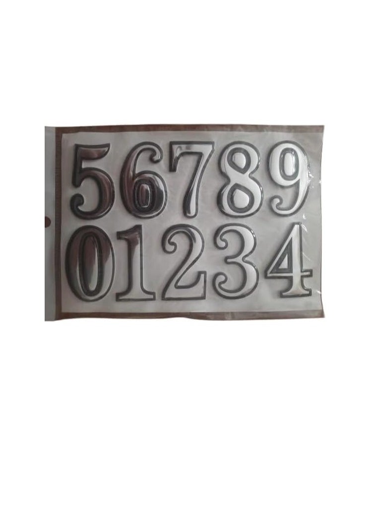 Generic MySouq>Store Numeral Door Plaque House Drawer Sign Plating Gate Digits 0 to 9 Number Tag Hotel Home Sticker Address Door Label (SilverXBlack)  - Image 2