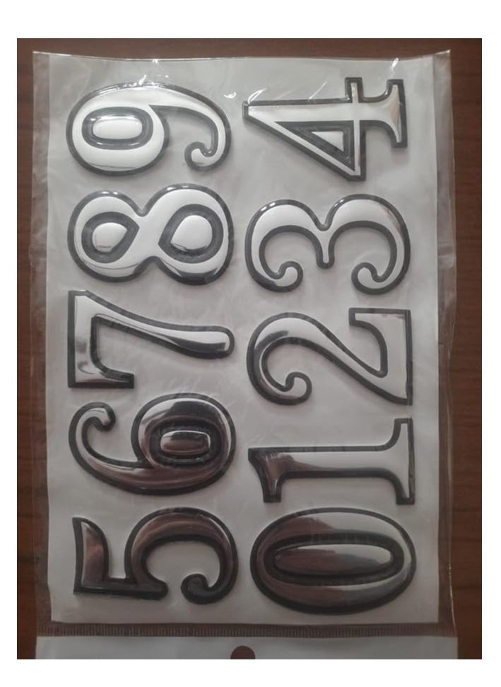 Generic MySouq>Store Numeral Door Plaque House Drawer Sign Plating Gate Digits 0 to 9 Number Tag Hotel Home Sticker Address Door Label (SilverXBlack)  - Image 3