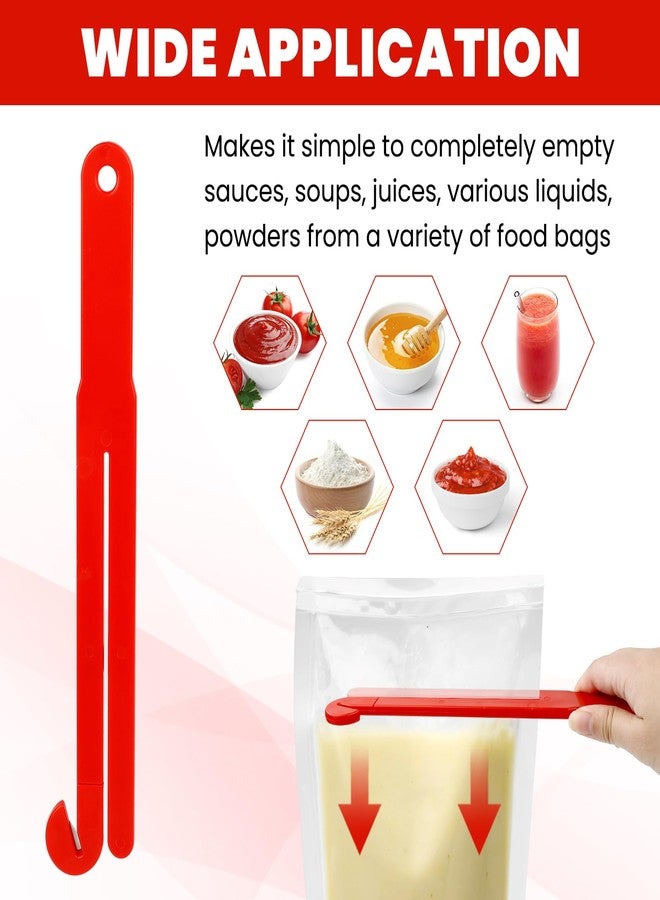Pinsit 3PCS Bag Opener, Bag Squeezer, Food Pouch Cutter with Hang Chain and Suction Cup for Easy Storage, Red - Image 4