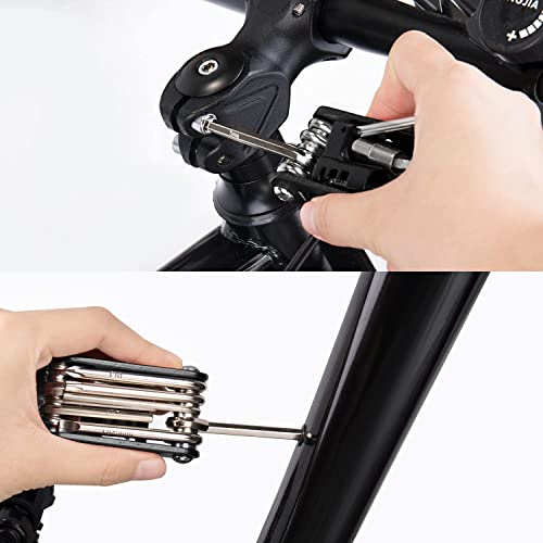 WOTOW Bike Repair Tool Kit & Bike Saddle Bag, 14 in 1 Bike Chain Tool Hex Key Wrench Maintain Accessories Multitool Set with Portable Under Seat Bag for Road Mountain Commuter Bicycle(Black) - Image 2