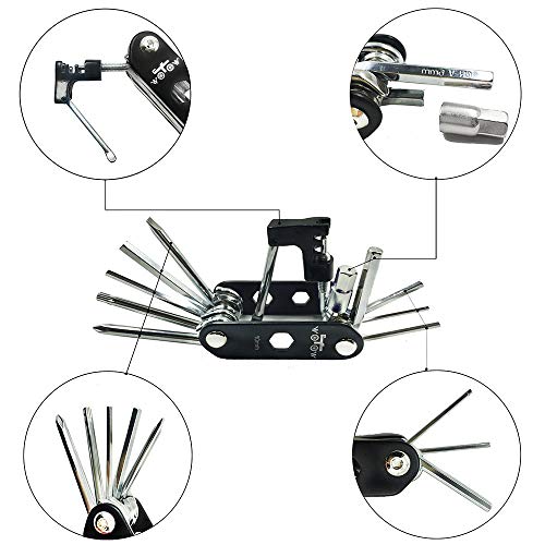 WOTOW Bike Repair Tool Kit & Bike Saddle Bag, 14 in 1 Bike Chain Tool Hex Key Wrench Maintain Accessories Multitool Set with Portable Under Seat Bag for Road Mountain Commuter Bicycle(Black) - Image 4