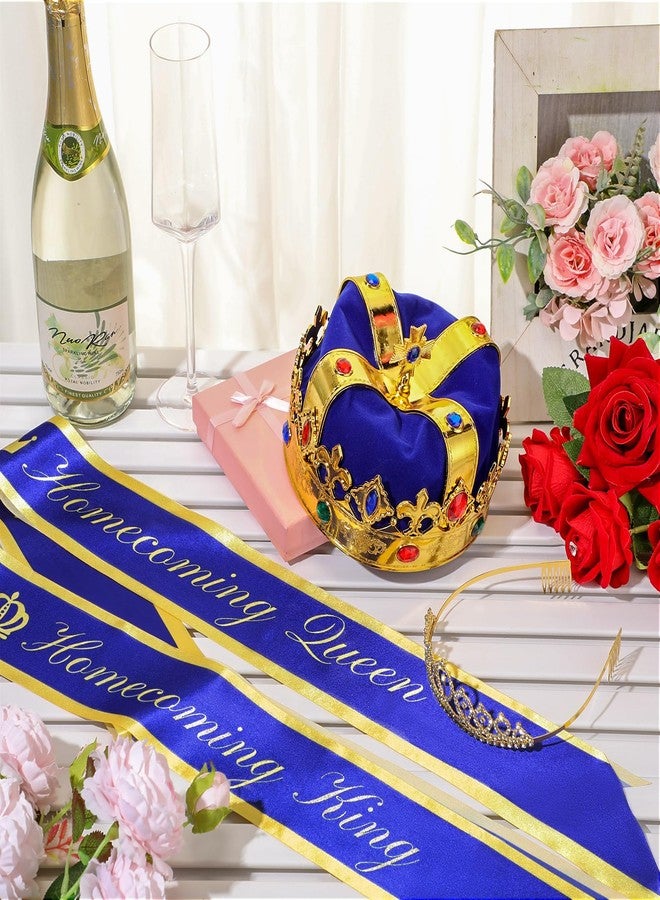 Bonuci Homecoming Party Supplies Prom Homecoming sovereign and Queen Sashes Crowns Hat Rhinestone Tiara(Blue) - Image 4