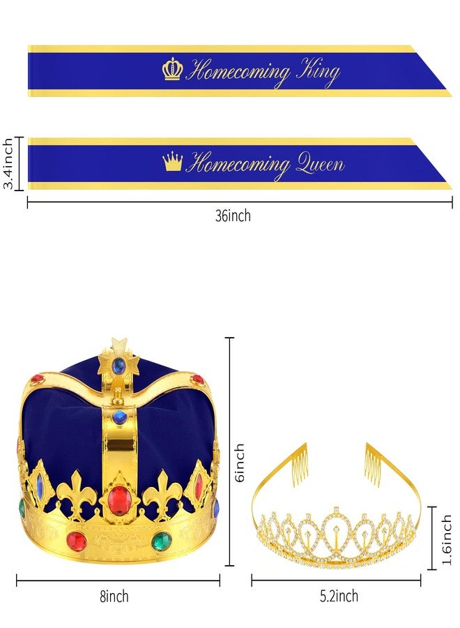 Bonuci Homecoming Party Supplies Prom Homecoming sovereign and Queen Sashes Crowns Hat Rhinestone Tiara(Blue) - Image 2
