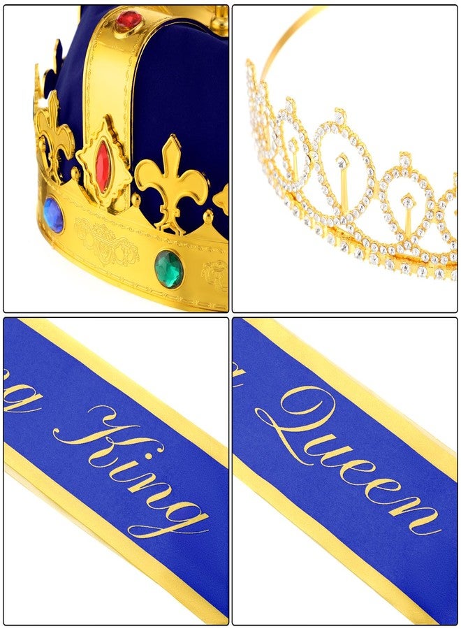 Bonuci Homecoming Party Supplies Prom Homecoming sovereign and Queen Sashes Crowns Hat Rhinestone Tiara(Blue) - Image 5