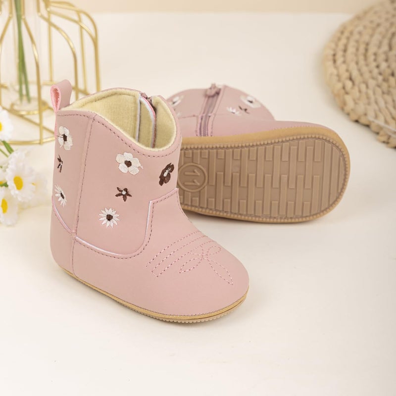 Meckior Baby Girls Cowboy Tassel Boots Side Zipper Moccasins Soft Bottom Non-Slip Toddler Shoe - Image 5