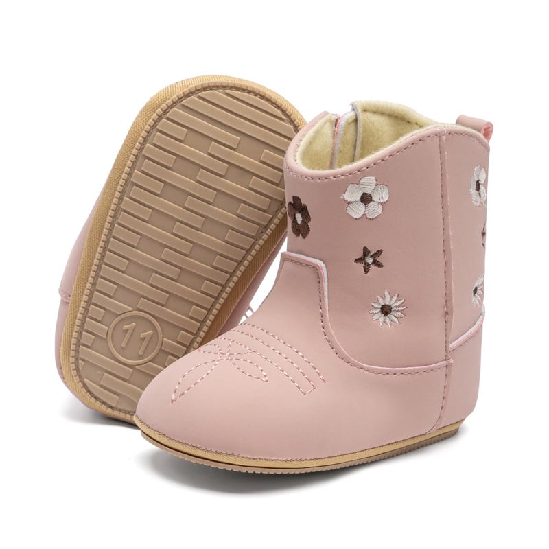 Meckior Baby Girls Cowboy Tassel Boots Side Zipper Moccasins Soft Bottom Non-Slip Toddler Shoe - Image 1