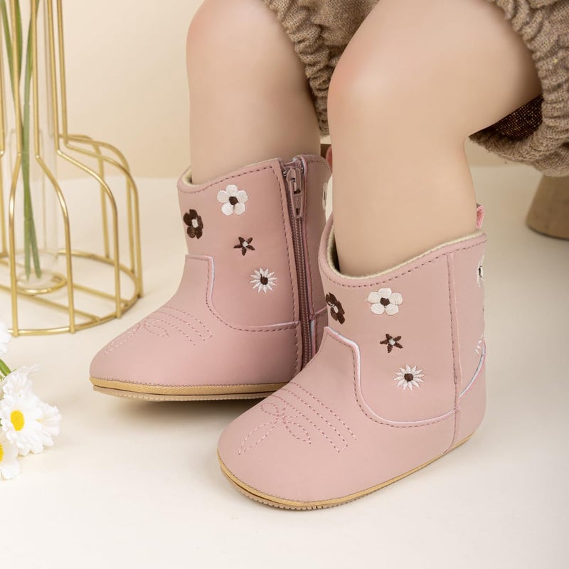 Meckior Baby Girls Cowboy Tassel Boots Side Zipper Moccasins Soft Bottom Non-Slip Toddler Shoe - Image 4