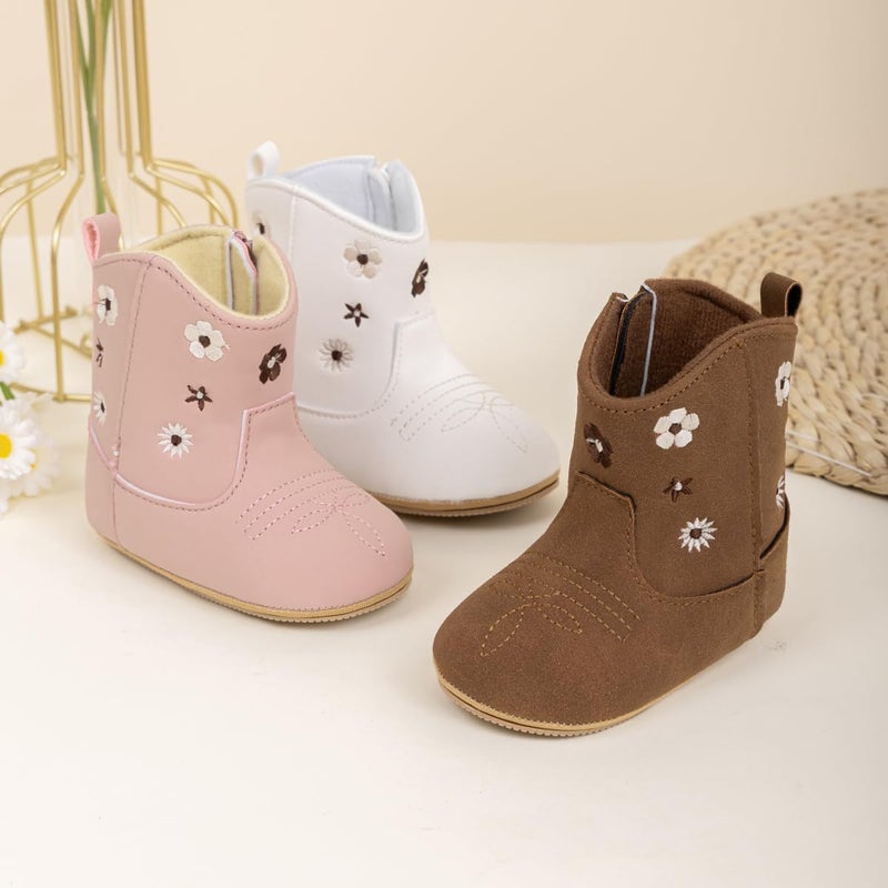 Meckior Baby Girls Cowboy Tassel Boots Side Zipper Moccasins Soft Bottom Non-Slip Toddler Shoe - Image 2