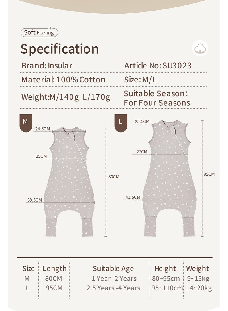 insular Baby Sleep Bag with Legs, Baby Romper Suit, Hip-Healthy Design, Soft Cotton-Rich Fabric, 1-4year(M) - Image 2
