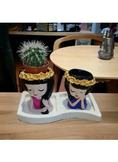 Taşdevri Life Tasdevri Life 2 Succulent Flower Pot Sisters and Base  - Image 2