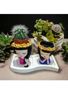 Taşdevri Life Tasdevri Life 2 Succulent Flower Pot Sisters and Base  - Image 3